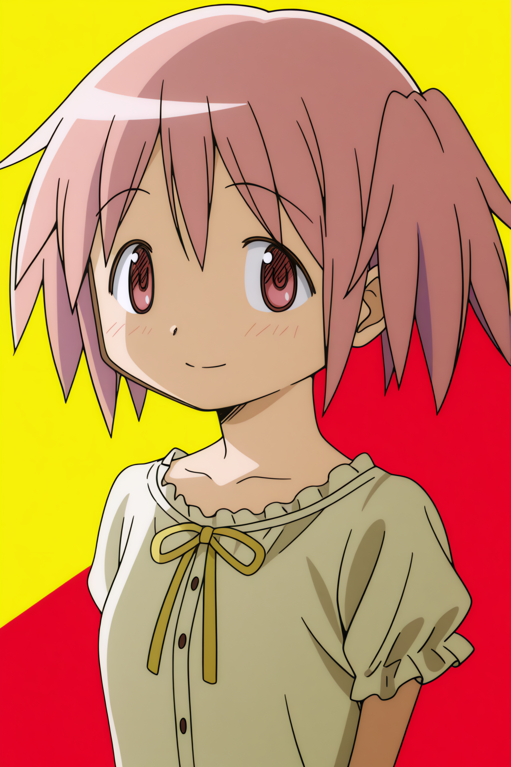 Madoka Kaname, light smile <lora:Madoka-Madoka_Kaname-illustrious:0.8>