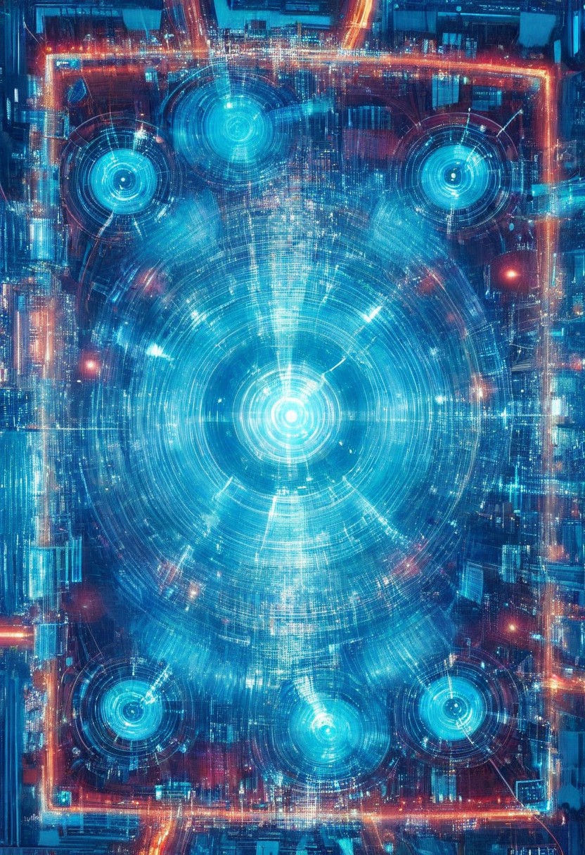 double exposure of opera diva Hatsune Miku with long floating blue twintails singing high note merging with a printed circuit board of Yamaha electronics chip processor, <lora:DoubleExposure:1>, (head:1.8), <lora:The Phantom of the Opera style:1.5> The Phantom of the Opera style, <lora:loraeyesxl:0.4>