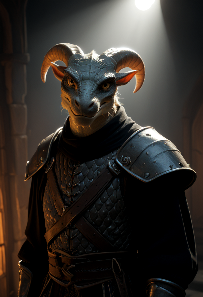 score_9,score_8_up,score_7_up, D&D, fantasy, medieval,
1dragonborn, solo, slender, frail, goat looking, tragic, Dragonborn, furry dragon, bald,
dynamic angle, looking at viewer. backlit, spotlight. night time.