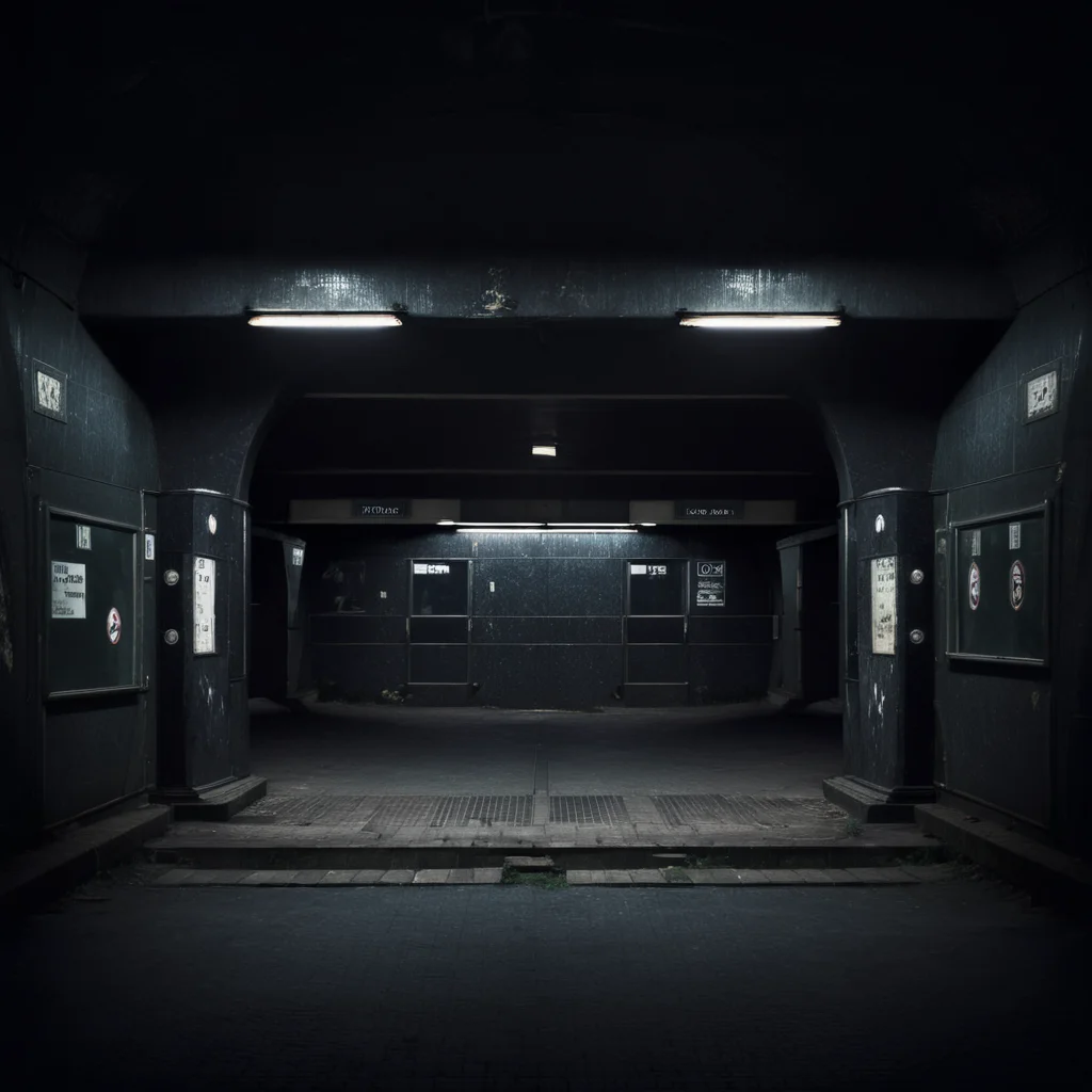 empty old abandoned dark metro station <lora:Metro:1>