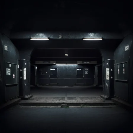 empty old abandoned dark metro station <lora:Metro:1>