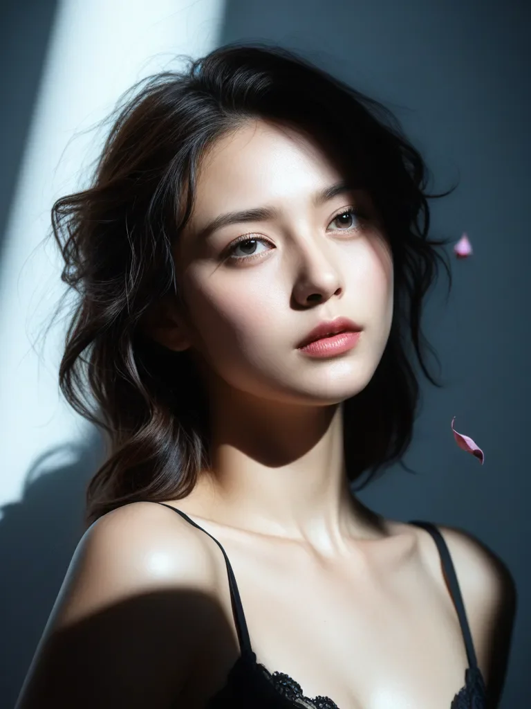 (masterpiece), best quality, expressive eyes, (best quality, ultra-high res), (intricate details), dynamic pose, (sharp focus), dramatic lighting, cinematic lighting, volumetric lighting, dramatic shadow, abstract, pink petals,,