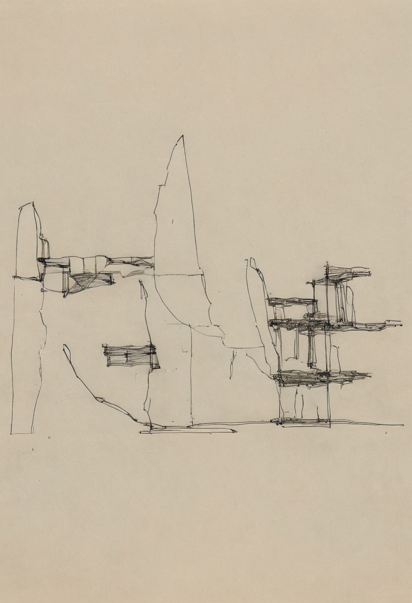 a professional hand sketch of architecture,
(POV view , DOF, first people view from the entrance, low angle shot:1.4),
(Ancient civilization, Alien Prometheus movie scene, dune movie scene:1.5), (The colonial city of the future, in the mist-filled Grand Canyon, on an unknown Earth-like planet, 2 moon on sky, Spaceship flight connects colonies, waterfulls:1.3), (Machu Picchu, a mountain settlement, incredibly spectacular:1.2), (Mario Botta:1.3), (avant-garde, future, reality, science fiction, photorealistic), (modern architecture:1.2), White limestone with black granite, fountain, waterfall, landmark, square, path, narrow street,
(Large Files, Ultra Realistic, 8K, 16k, FHD, HD, VFX, Perfect, Photography, composition, Architecture Sales Photography, Architecture Competition, Ultra High Resolution, Cinematography, High Resolution Image:1.1), (dramatic lighting, direct sunlight, ray tracing, clear shadow:1.2),  (real landscape:1.1), (blurred background:1.0), (urban background, more_details) ,
great lighting, extremely detailed, hillscastel, Neo Classic, Architecture sketch