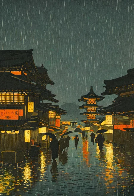 Night Rain at Asakusa