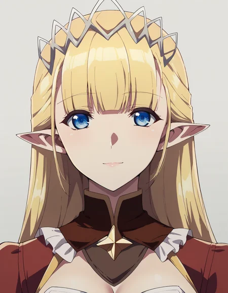 score_9, score_8_up, score_7_up, source_anime,
1girl, solo, looking at viewer, simple background, light smile, upper body
seras ashrain, blonde hair, long hair, blunt bangs, tiara, pointy ears, blue eyes,
red knight outfit, red collar, juliet sleeves, long sleeves, white gloves, cleavage, breast cover, corset,
<lora:seras_ashrain_anime_v2-soralz:1>