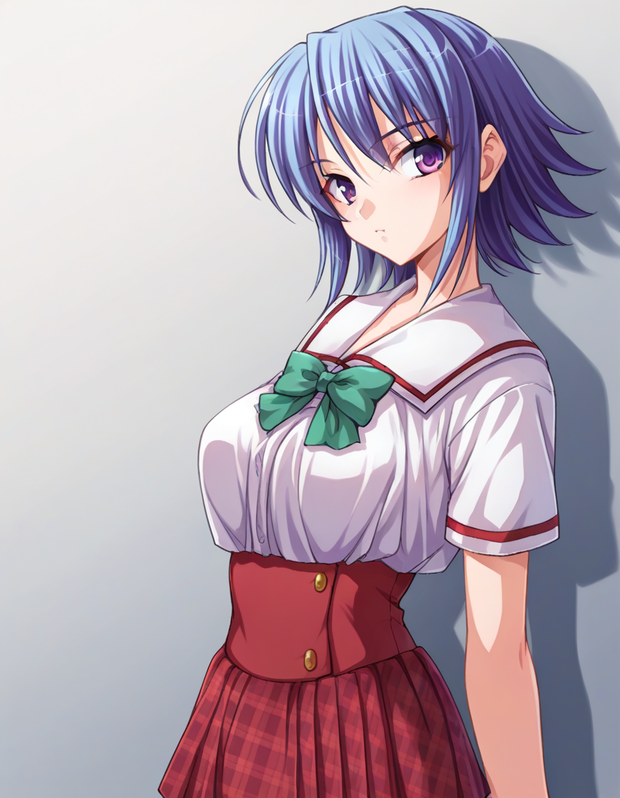 solo,1girl,<lora:hikawa_mirei-000006:0.8>,h_mirei,blue hair,purple eyes,school uniform,, score_9, score_8_up, score_7_up, score_6_up, score_5_up, score_4_up, BREAK source_anime,