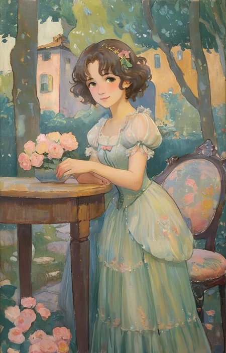 masterpiece,best quality,<lora:tbh380-sdxl:0.6>,illustration,style of Maurice Denis portrait of idolmaster cinderella girls,