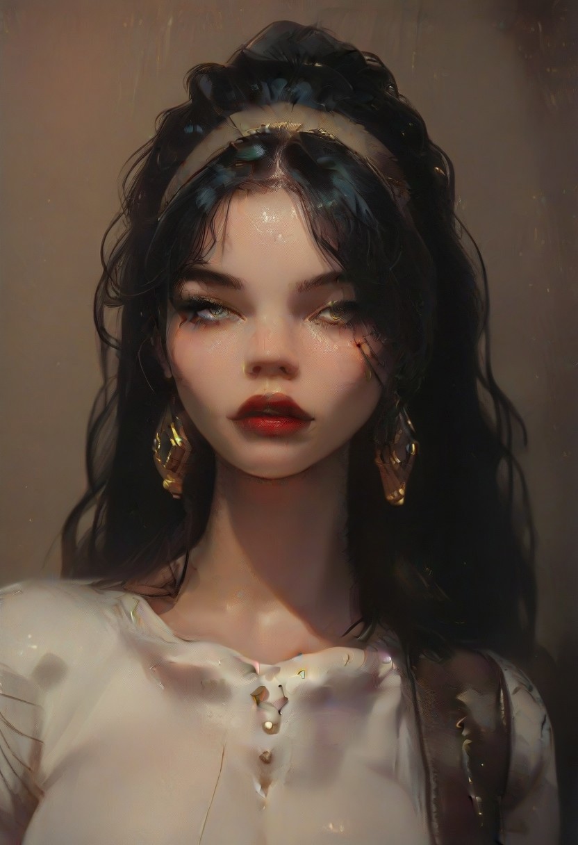 (score_9, score_8_up, score_7_up), score_6_up, best quality, masterpiece, extreme detail, perfect lighting, 4k, 2d, very detailed, best quality, highly detailed texture, depth of field, masterpiece, BREAK, 1girl, ChelXLP, chel, majestic,beautiful bright pupils, black hair, ((ponytail)), green earrings, cute face, (gorgeous face:1.3), (skin detail:1.3), (shadows:1.3), (oily, shiny:1.3), long hair, massive firm breasts,perfect body,bubble butt,
(( white shirt, khaki pants, brown boots, brown vest, monocle, black tail, plum lipstick,)), 
((relaxed)), detailed, intricate details,flowing hair, long wavy hair, fantasy, solo focus,epic,  (front view), dark skin,Sculpted grace,1990s \(style\),Vintage