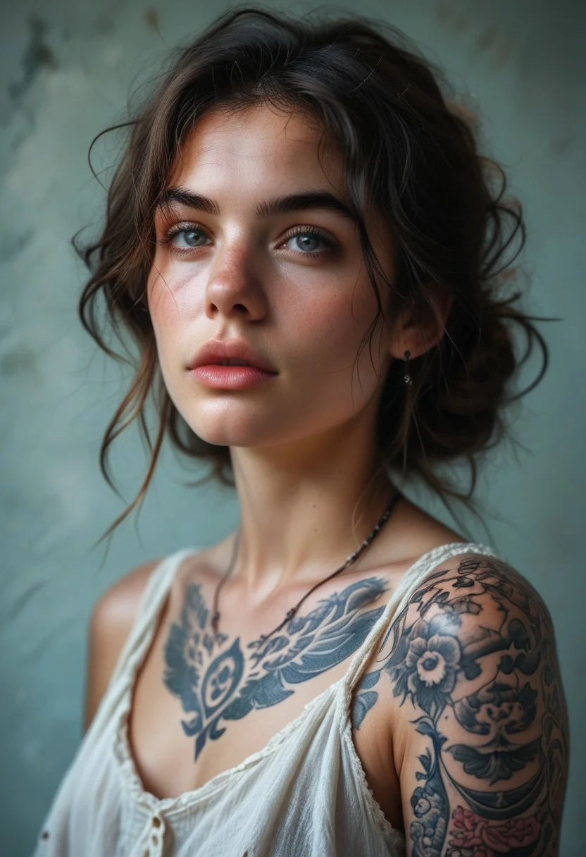 commix style, score_9, score_8_up, score_7_up, (realistic:1.3) (best quality:1.1) BREAK
(from side:0.2),(from below:0.2).
1woman, young woman, nipples goosebumps, close shot of natural breasts∙erect nipples, realistic skin ∙ ultra realistic sharp skin, perky nipples, narrow waist, visible ribs, toned body,(goosebumps:1.1).
looking at viewer.
dynamic angle, vivid colors, gods rays, vivid colors, gods rays, tattoos,