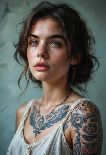 commix style, score_9, score_8_up, score_7_up, (realistic:1.3) (best quality:1.1) BREAK
(from side:0.2),(from below:0.2).
1woman, young woman, nipples goosebumps, close shot of natural breasts∙erect nipples, realistic skin ∙ ultra realistic sharp skin, perky nipples, narrow waist, visible ribs, toned body,(goosebumps:1.1).
looking at viewer.
dynamic angle, vivid colors, gods rays, vivid colors, gods rays, tattoos,