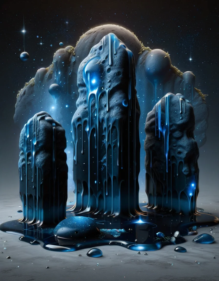 by Henriette Grindat, monochromatic art, Flat Tibetan (dark blue Monoliths:1.3) , intricate details, smooth, jungle and Aquarius constellation in background, Realistic, hard light, 80mm, Infrared, moody, <lora:ral-hnycmb:0.9> made out of ral-hnycmb, gorgeous, shiny, beautiful, magical, aesthetic, polished