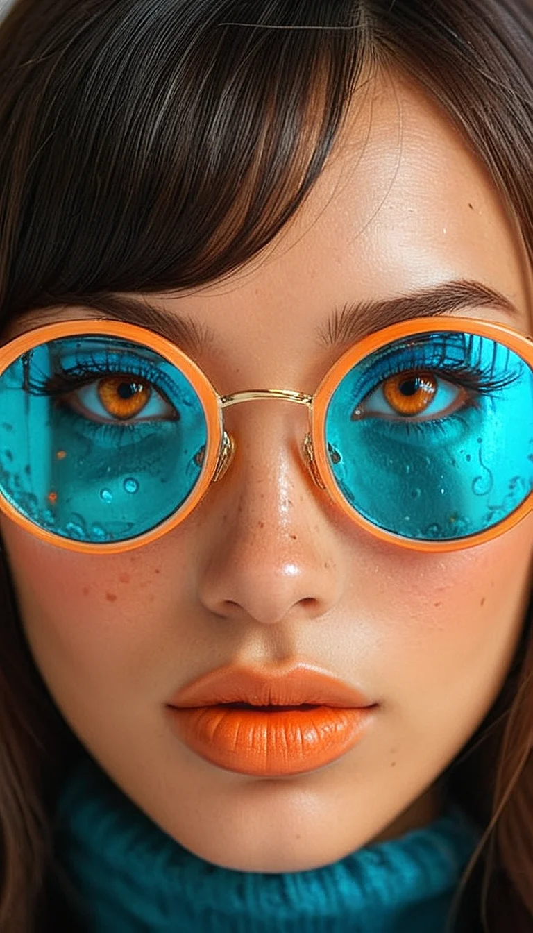 Close-up gorgeous girl face , cute, (bangs:1.1), freckles, light tan, striking teal orange eyes, aligned eyes, mirror eyes, (half smile),
(wearing very detailed Venetian Mask:1.1), perfect hair,round black glasses,
BREAK,
very long lashes, trendy portrait,
tender Aesthetic nose, ears, puffy lips, sensual lips, detailed texture, detailed eyes, detailed skin, clean skin,
<lora:Someplastic:1>, (ultra sharp focus:1.8), (detailed skin:1.8), (thin lines:1.8), (best quality:1.8),
<lora:Apparatus_-_Traction_City_Walkers_Vehicles:0.7>,
<lora:add-detail-xl:2> (ultra sharp focus:1.8), (detailed skin:1.8), (thin lines:1.8), (best quality:1.8),
<lora:glowneon_xl_v1:0.8>