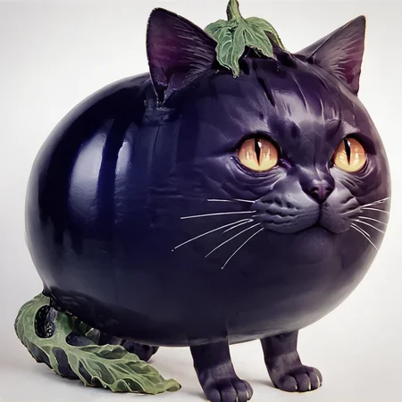 score_9, score_8_up, score_7_up, score_6_up, score_5_up, score_4_up, 
 <lora:plant_animals-7:1>,
plant_animal,
eggplant,cat face
