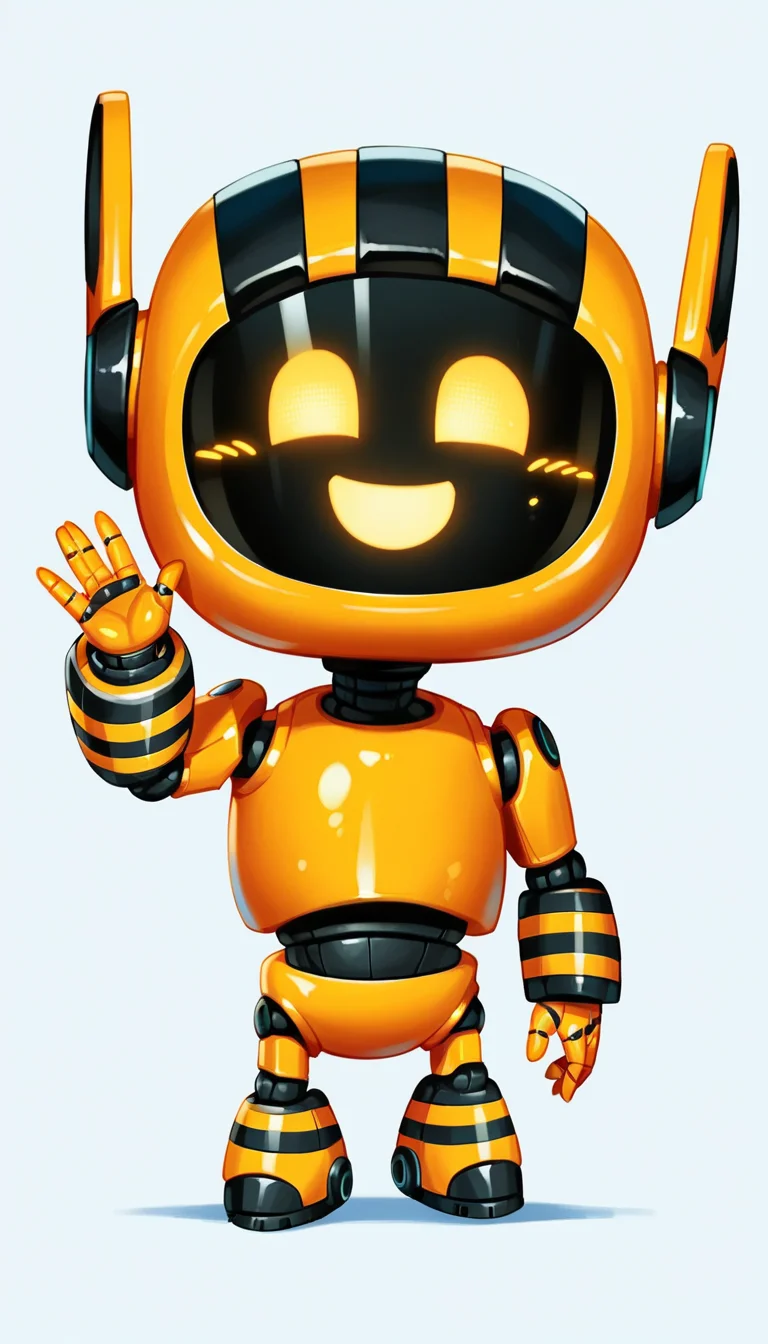 1girl, score_9, score_8_up, score_7_up, score_6_up, <lora:glavakolhoza_beelinebot:0.85>, glavakolhoza_beelinebot, robot, screen face, smiling, waving, chibi, simple background