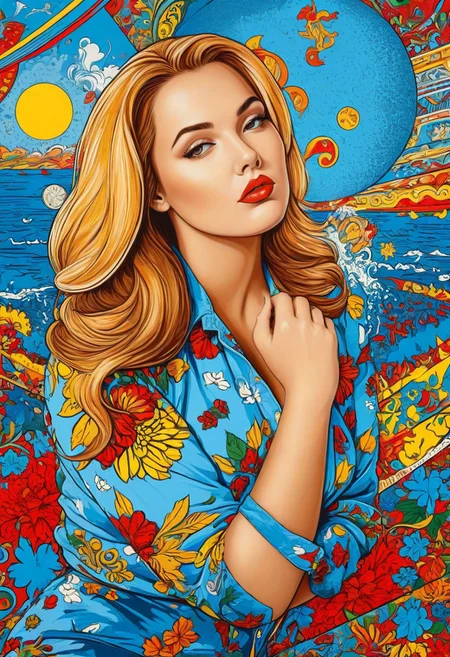 masterpiece, pop art style, Illustration, best quality, 1girl, sexy pose, detailed background,