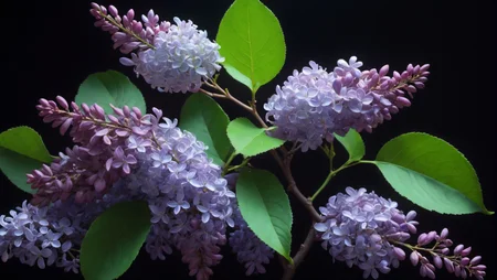 (black background),(photograph of translucent glass soft violet (lilacs) a stem with leaves),a perching red-winged blackbird,ethereal,neon,only fill a the right side of the image following the rule of thirds,golden ratio,background, wallpaper, <lora:novaPrimeXL_v10:0.8>, <lora:chao style:0.7>, colorful, chao style, <lora:sdxl_photorealistic_slider_v1:2>,