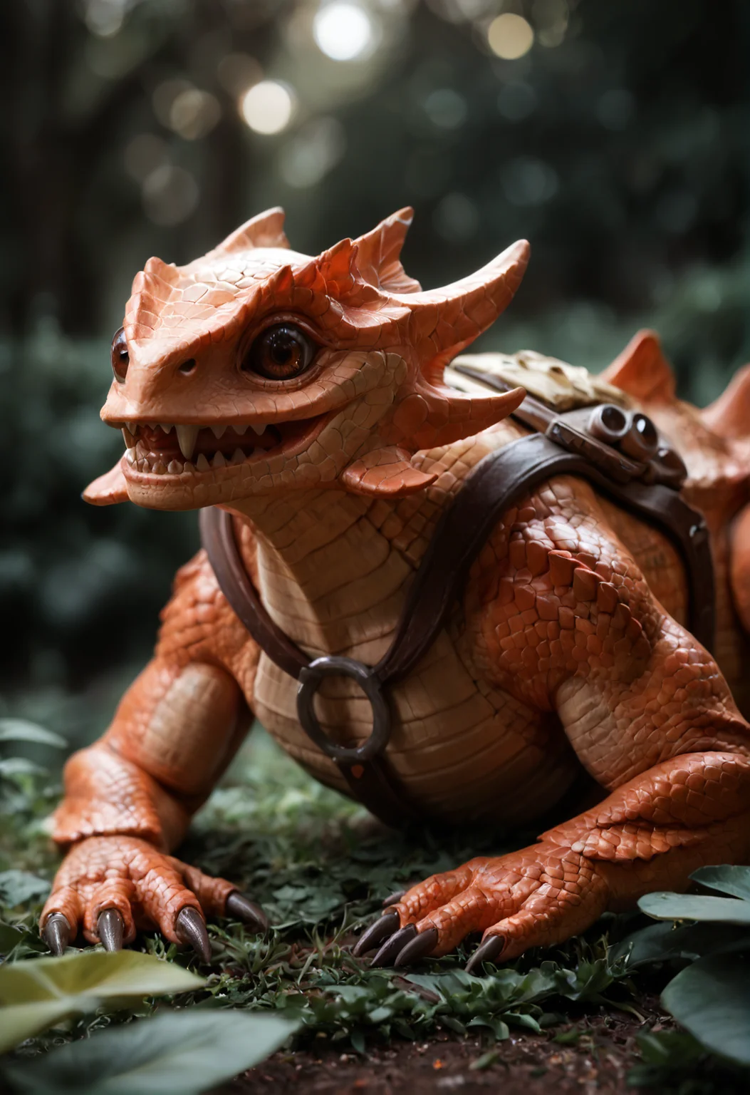 <lora:mortimer_v1:1>
mortimer_v1,
no humans, pokemon \(creature\)
black eyes, claws, fangs, scales,
black eyes, brown eyes,
colored skin, scales,
teeth, sharp teeth, claws,, score_9, score_8_up, score_7_up, score_6_up, derpibooru_p_95,
detailed eyes, beautiful, detailed background, perfect eyes,
solo,
garden background,laying on stomach, from behind, looking back at viewer
blur censor, blurry, blurry background, blurry foreground, bokeh, motion blur,
chromatic aberration, depth of field, figure, focused, focus
photography, realistic sun light and shadows, photorealism, UHD --ar 9:16 --style raw --stylize 700,