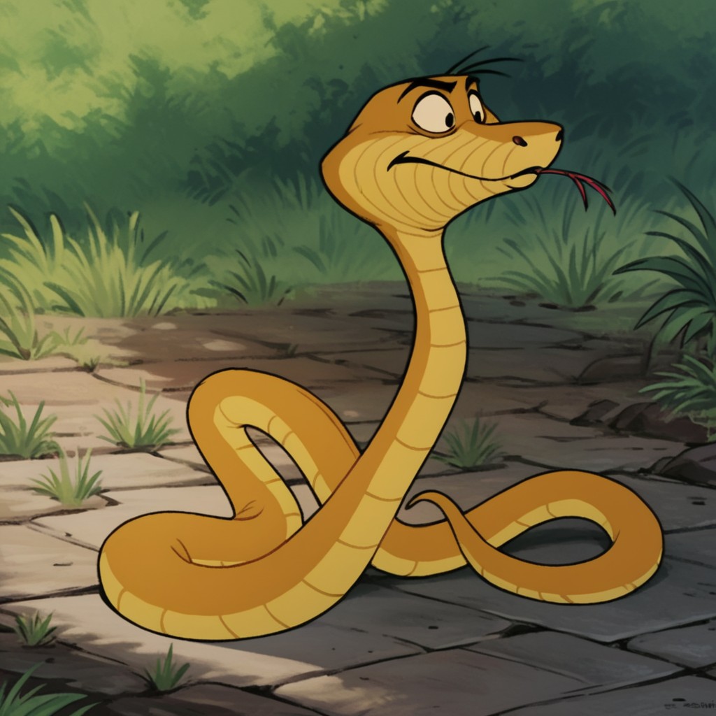 score_9, score_8_up, score_7_up, score_6_up, score_5_up, score_4_up, source_furry, sirhissrh, feral, male, snake, olive green scales, black eyes, outside, 