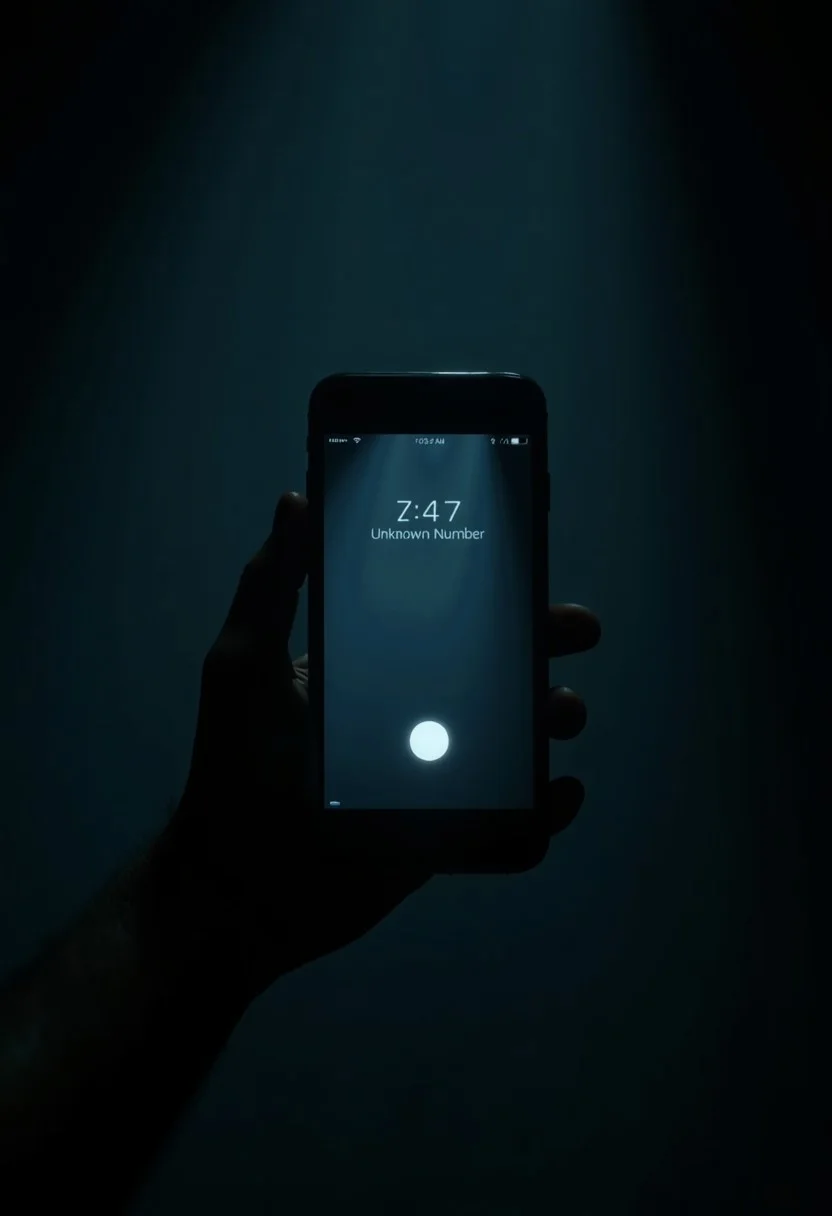 horror theme, dark,
a modern cellphone centered on the screen, the screen indicating that the cellphone is receiving a call from "Unknown Number". The top bar of the cellphone indicates the text "NO RECEPTION"