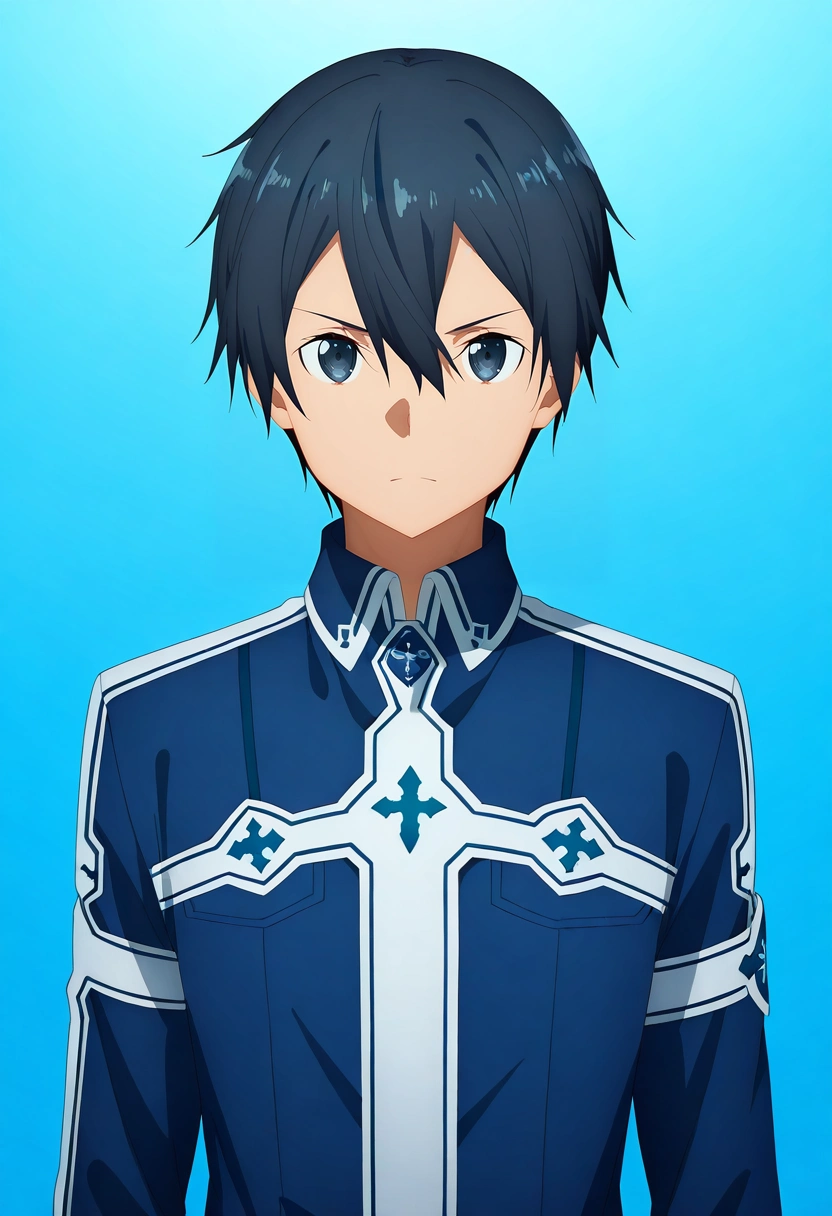 masterpiece, best quality, , , looking at viewer, 1boy, solo, male focus, <lora:kazuto_kirigaya_ilxl:0.94>, kazuto_kirigaya_alicization, black hair, black eyes, short hair, hair between eyes, sword art online: alicization, ,