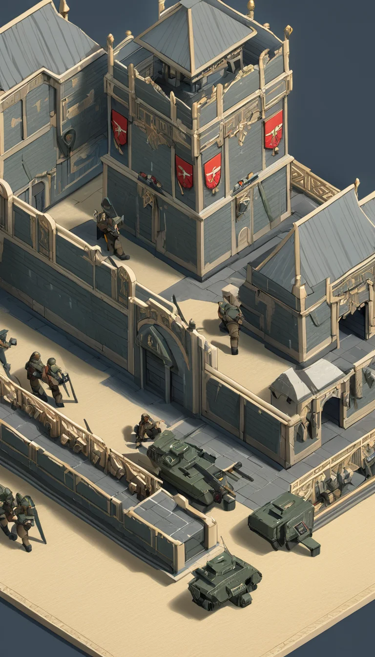 isometric style Astra militarum, scenery, detailed background, masterpiece, best quality, high quality, absurdres <lora:astra_militarum_xl_v1:1> . vibrant, beautiful, crisp, detailed, ultra detailed, intricate