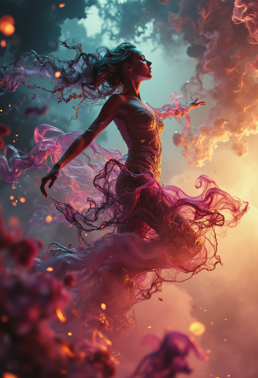 art1fact dancing woman full body in space