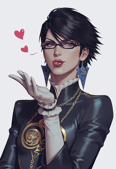 score_9, score_8_up, score_7_up, rating_safe, solo, bayonetta, Blowing A Kiss From Hand