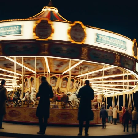 cinematic film still of  Cinematic, Grainy:1.5, Detailed:1, Sharp Image:1.2, of
 <lora:Kodak Motion Picture Film Style3:1>
Best Cinematic Picture of a carousel at night with people on it Kodak Motion Picture Film Style, shallow depth of field, vignette, highly detailed, high budget, bokeh, cinemascope, moody, epic, gorgeous, film grain, grainy