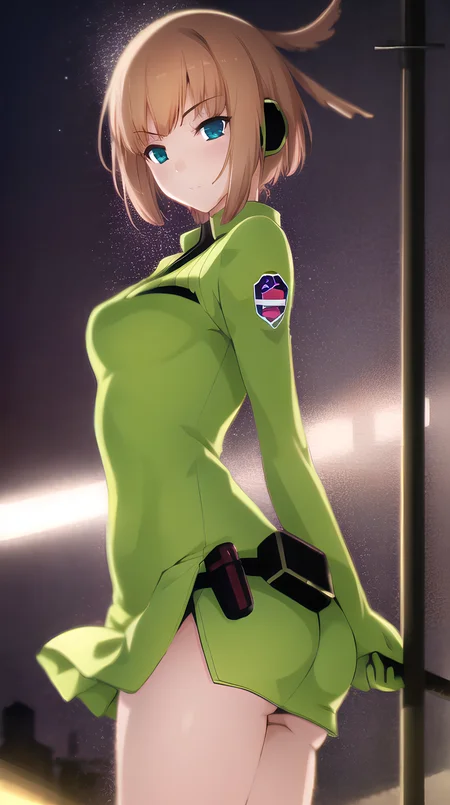 pixel-Konami, 1girl, green dress, miniskirt, masterpiece, photorealistic, realistic, (RAW photo, 8k uhd), caustics, subsurface scattering, dynamic shot, <hypernet:myhands_22k:0.75> <lora:konami-Kirie-LoRA:0.85>