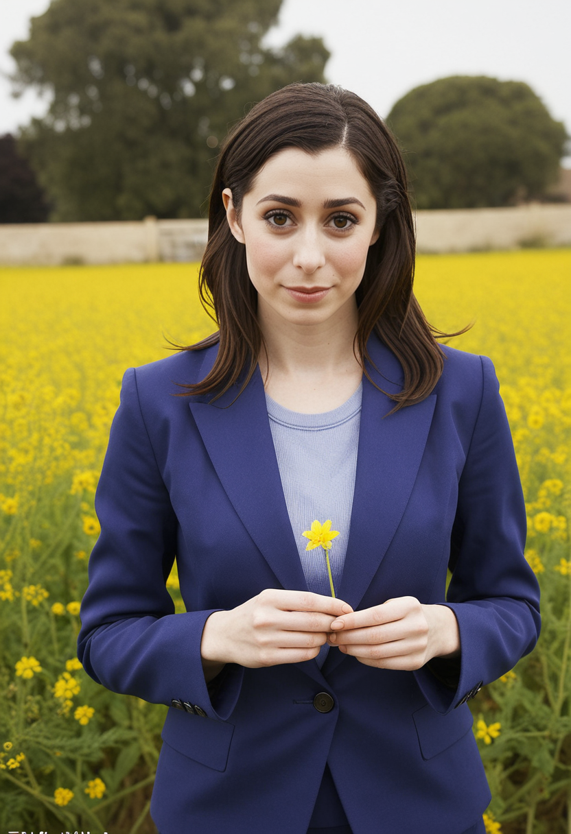 <lora:Cristin Milioti v1 bigLust_v16 TaR:1> cristin milioti, makeup, eyeliner, long hair, blue sweater,formal,blazer,pants, yellow flower field,hands holding an object delicately, showing care,photo by Tim Walker, blurry background
<lora:dmd2_sdxl_4step_lora_fp16:1>
