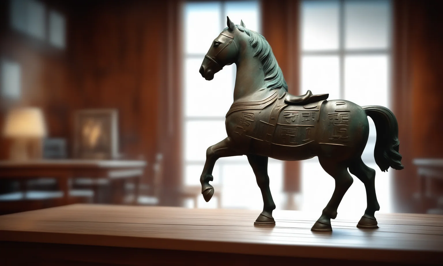 <lora:bronzecd_xl-000006:0.7>,a statue of a horse made of (bronzecd_xl,bron,cyan:0.1) in office scene,full body,miniature,tilt-shift,indoors,chinese zodiac,wooden table,cutie,cute,still life,animal statue,front view,facing viewer,looking at viewer,(Unbelievable Digital Artwork:1.3),CGSociety,ArtStation,master works, 8K, HDR, UHD, masterpiece, best quality, highly detailed, high resolution, finely detail, extremely detailed, ultra detailed, wallpaper