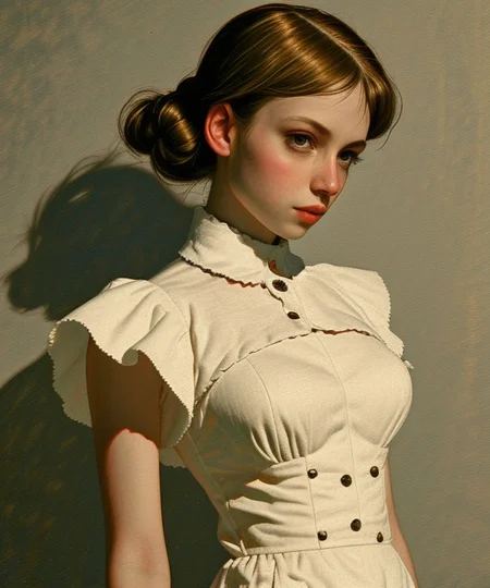 <lora:LCM_LoRA_Weights_SD15:1>
<lora:rogerhaus:1> 
mature woman
maid dress, ruffles, frills, frilled dress
ponytail, long hair, 
Honey Blonde hair