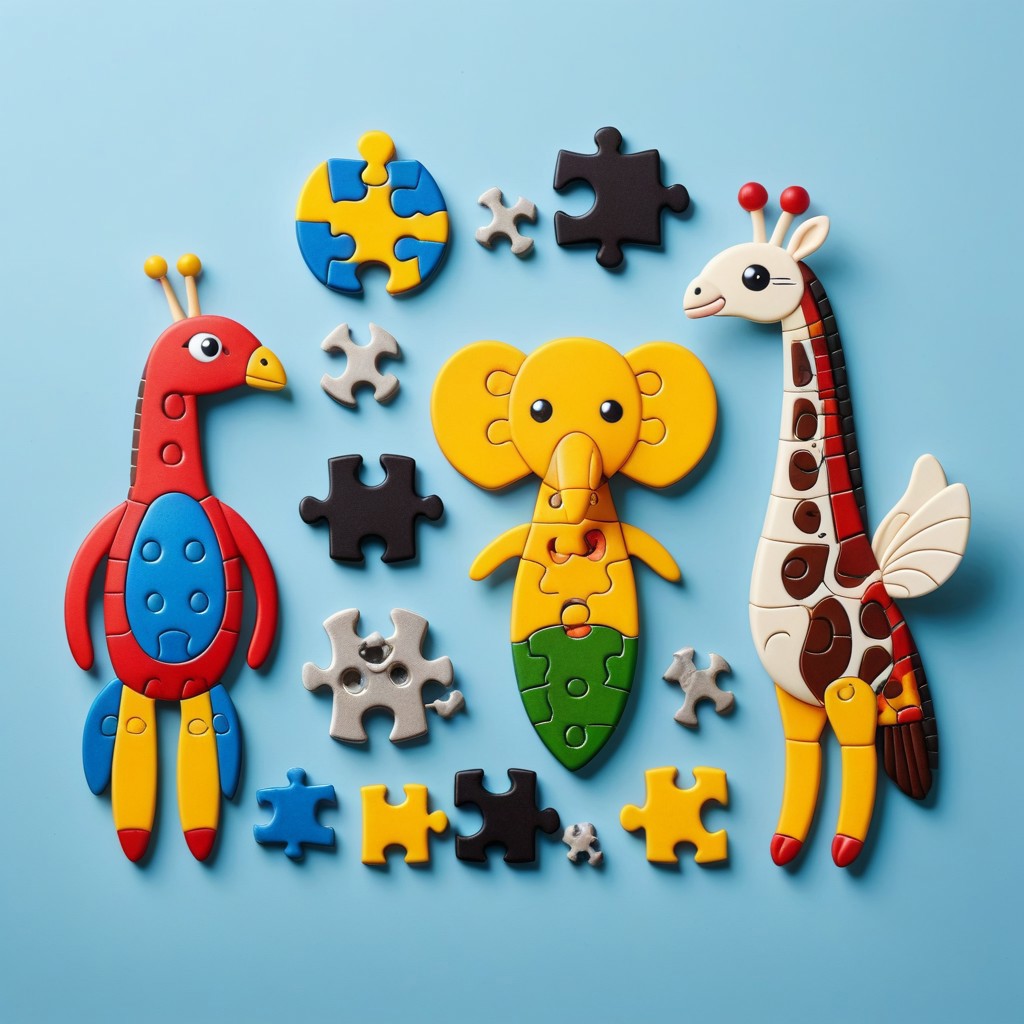 racoon made out of puzzles, puzzle_morph_rks