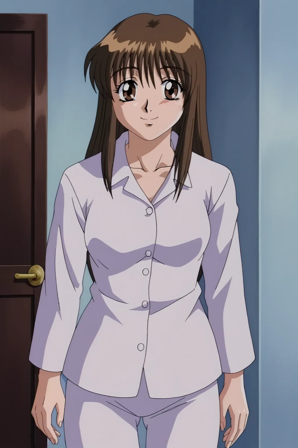 score_9, best, masterpiece, uncensored,
1girl, solo, smile, retro artstyle, 1990s (style),
LTHRMNNun, pajamas, lavender clothing,
<lora:LeathermanNun_V2:0.8>​​​