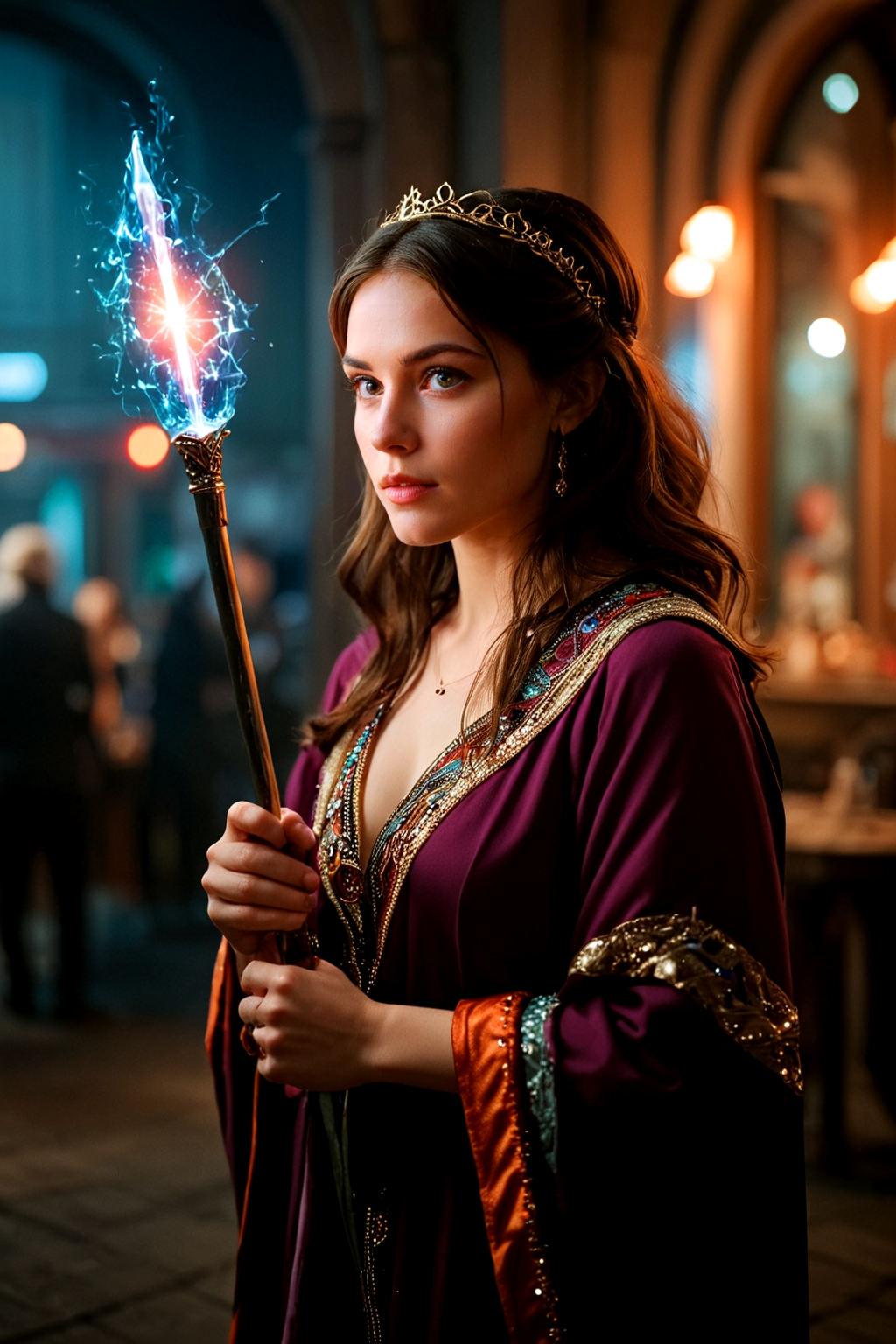 cinematic film still a sorceress with a glowing staff , colorful magic, dramatic atmosphere, sharp focus, highly detailed, cinematic, original composition, fine detail, intricate, elegant, creative, color spread, shiny, amazing, symmetry, illuminated, inspired, pretty, attractive, artistic, dynamic background, relaxed, professional, extremely inspirational, beautiful, determined, cute, adorable, best  <lora:eXcursion_StyleXL_0.1:1> <lora:extremely_detailed:0.8> extremely detailed . shallow depth of field, vignette, highly detailed, high budget, bokeh, cinemascope, moody, epic, gorgeous, film grain, grainy
