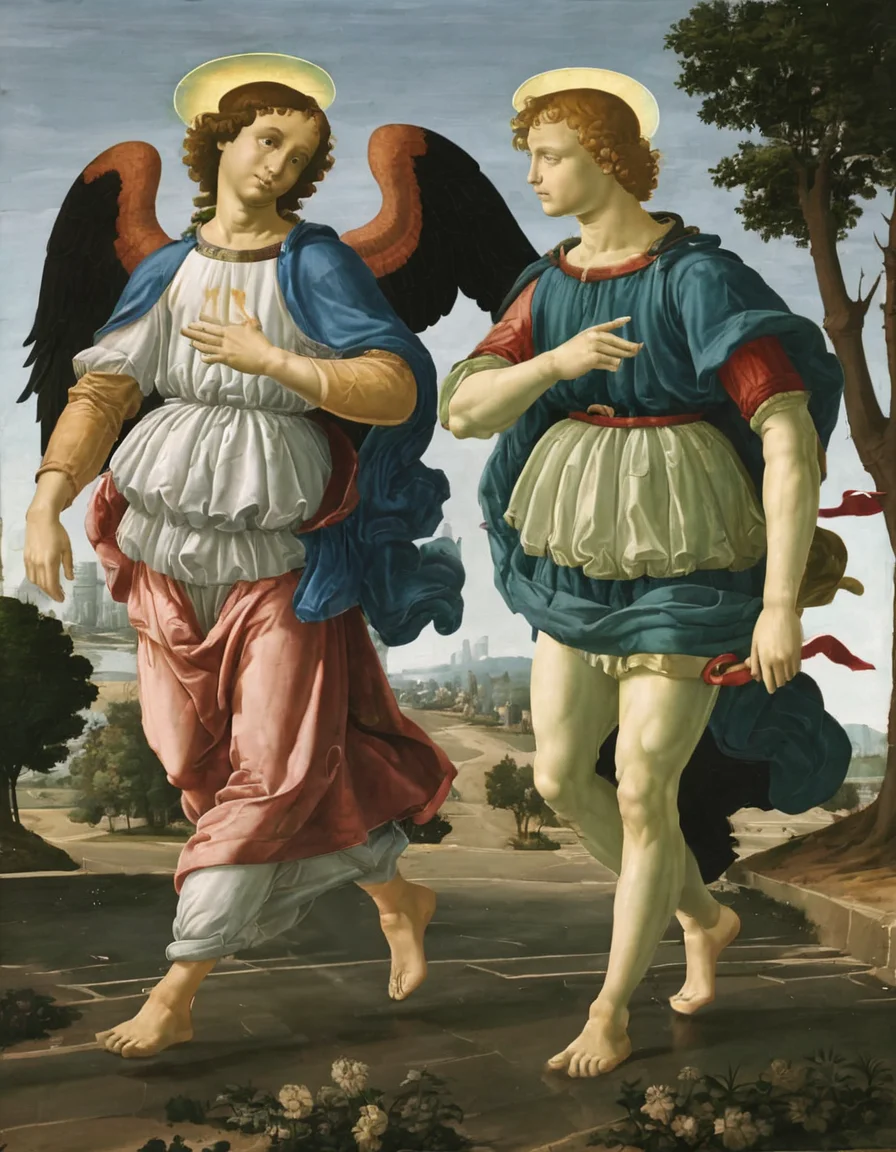 <lora:dvnc:0.6>dvnc man walking with angel