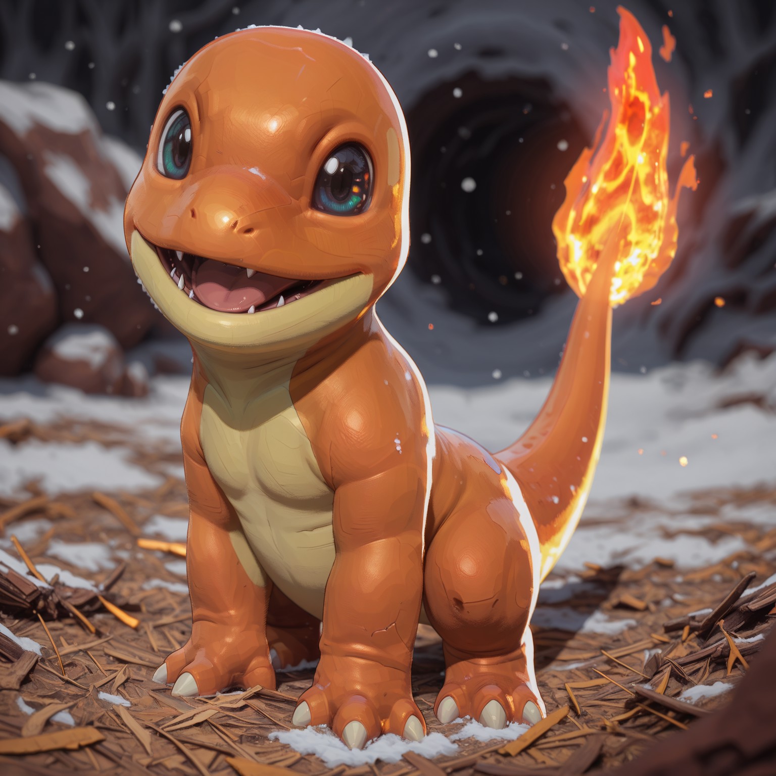 masterpiece, best quality, high quality, absurdres, very aesthetic, 8k, depth of field, subject focus, face_focus, detailed eyes, solo, full body, charmander, pokemon, pokemon \(creature\), pokemon \(species\),