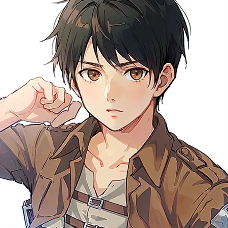 1boy, <lora:Eren Yeager:0.7>,highly detailed,high res, Eren Yeager,attack on titan,brown hair,solo, 1boy, outside, detailed eyes, close up, full face, filled background, full background