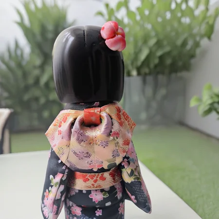 <lora:MRkokeshiSakura:1> (MRkokeshiSakura back doll:1.5) (in a garden with red flowers:1.3)