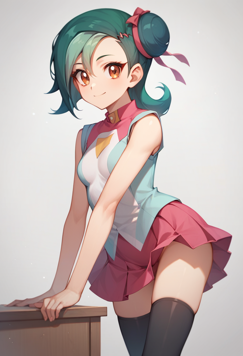score_9,score_8_up,score_7_up,<lora:mizuki_kotori_pony_v1:1>,skirt, 1girl, solo, highres, black_thighhighs, shirt, mizuki_kotori_\(yu-gi-oh!\), zettai_ryouiki, commentary_request