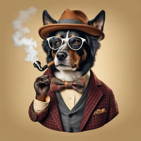 A hipster HuWoof smoking a pipe <lora:SDXL_HuWoof_LoRA:1>