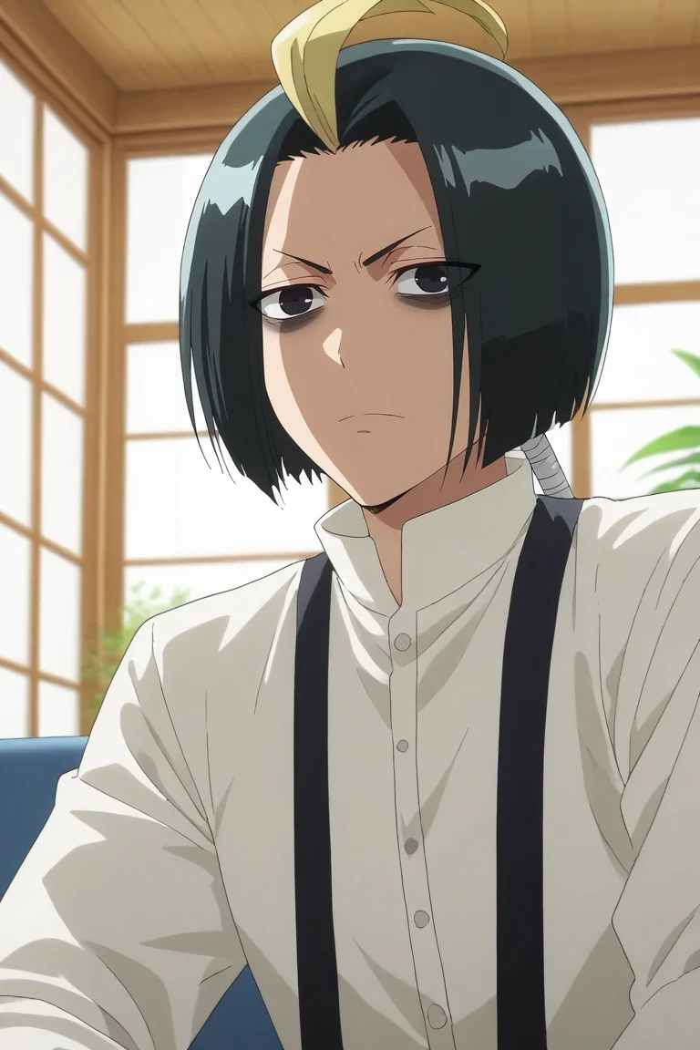 score_9, score_8_up, score_7_up, , rating_safe, , anime screencap, anime coloring, , looking at viewer, depth of field, 1boy, solo, male focus, <lora:seigen_amawaka_pony:0.94>, seigen_amawaka, black hair, black eyes, , multicolored hair, two-tone hair, streaked hair, blonde hair, ahoge, from below, living room, plant, indoors, leaning forward, relaxed, , ski hat, <lora:sdxl_lightning_8step_lora:1>