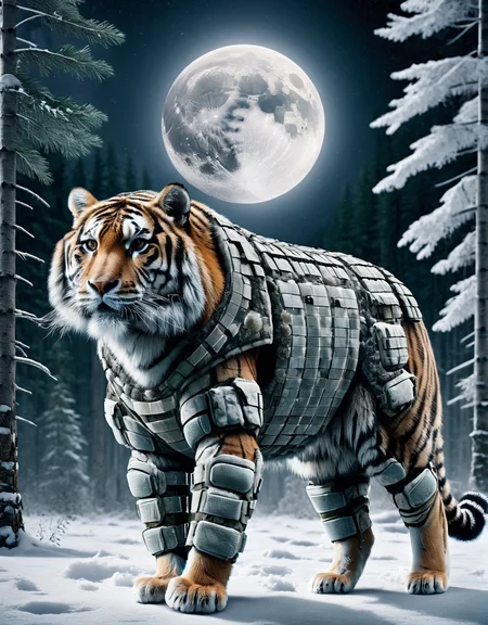 ais-rmr Siberian tiger prowling through a dense snowy forest under a full moon <lora:ais-rmr-sdxl:1>