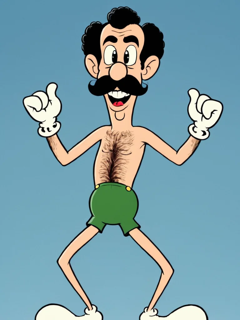 (rubber_hose_character:1) <lora:RubberHose_Characters_SDXL_v1:1>,cartoon, borat, noodle_limbs