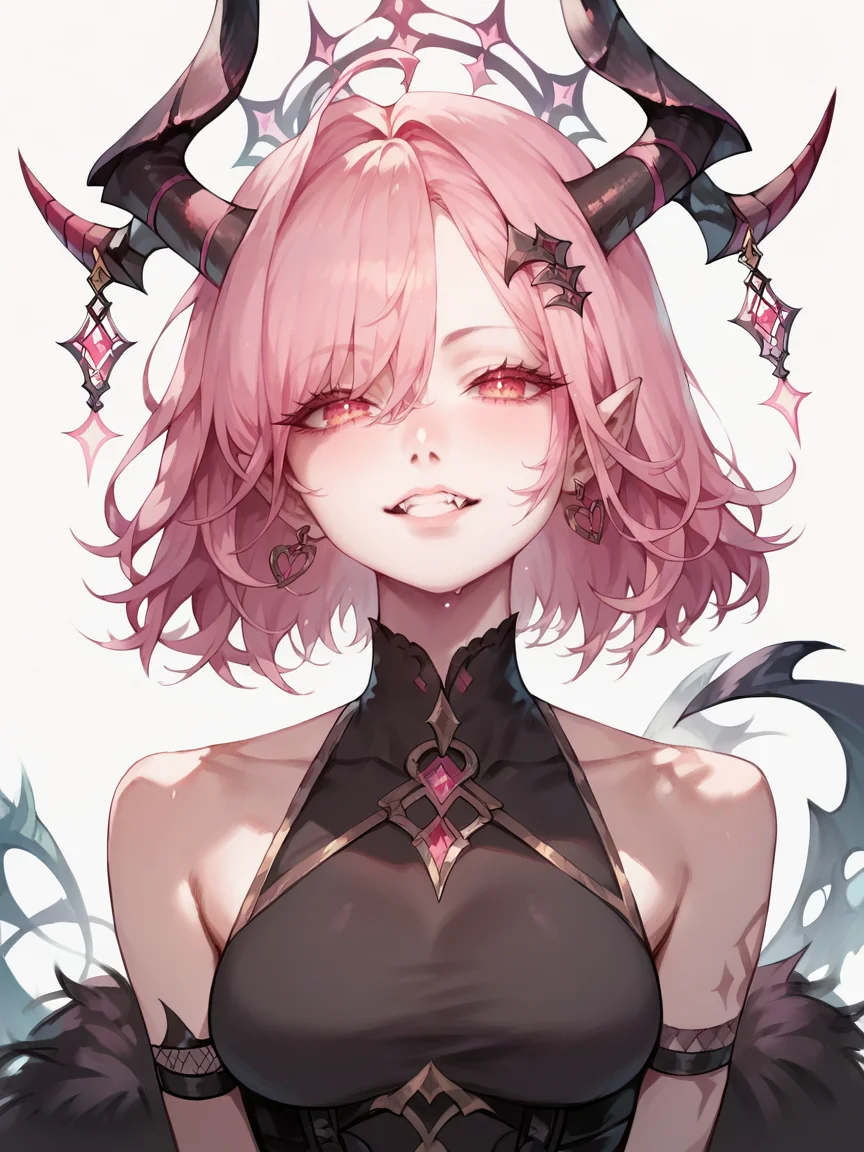 score_9, score_8_up, score_7_up, score_6_up, score_5_up, <lora:frengXLP:1> freng, 1girl, pink hair, horns