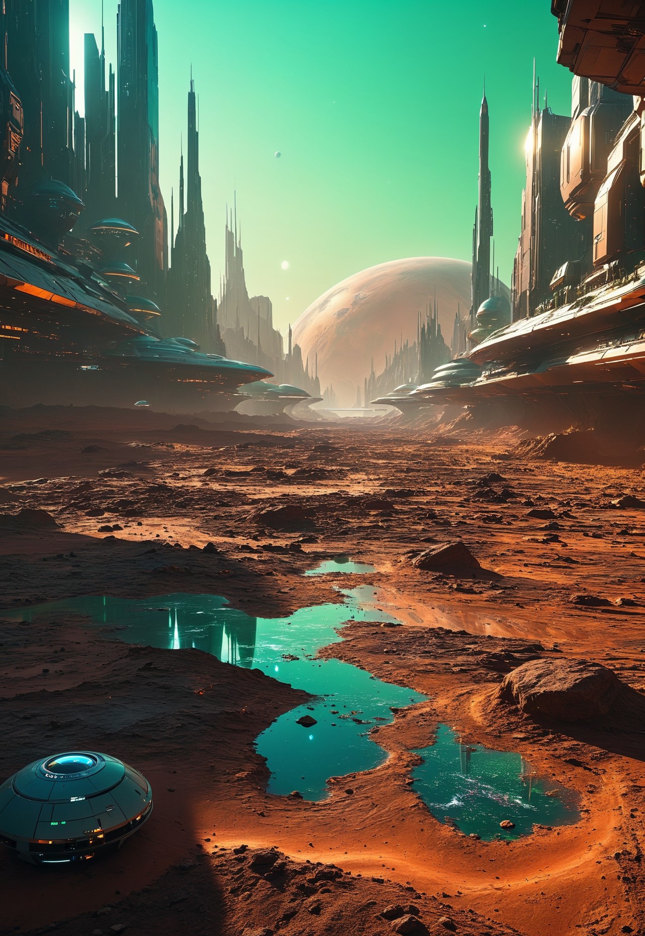 TOKx-twitterxxx x-twitter (19)TOKx-twitterxxx "Create a futuristic cityscape on Mars, with sleek, metallic buildings rising from the red Martian soil, bathed in the warm glow of the setting sun. In the sky, a massive exoplanet resembling Earth hovers, its blue and green surface shining against the cosmic background. The city is filled with advanced technology, glowing streets, and hovering vehicles. Prominently in the sky, a massive glowing X (the X-Twitter logo) floats above the city, casting a subtle blue glow on the structures below. The scene is hyperrealistic, capturing the textures of the Martian surface, the futuristic architecture, and the ethereal presence of Earth in the distant sky."
 (8k uhd:1,4)
 <lora:add-detail-xl:1>
 <lora:Dynamic Poses:1>