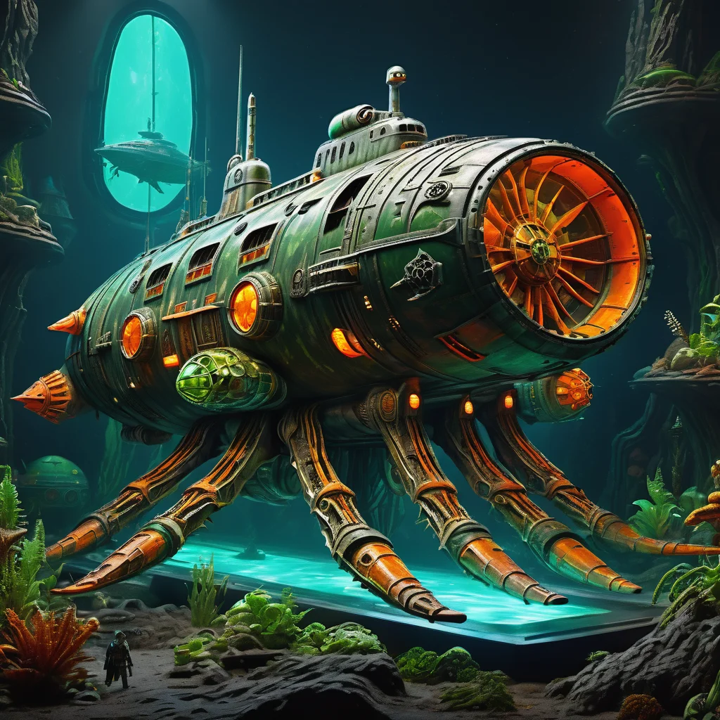 ((best quality)), ((masterpiece)), ((realistic,digital art)), (hyper detailed),DonMG414XL Gungan Bongo Submarine (Star Wars), Running Board Lights, Dragonbone, __properties/Visual-Appearance__, Textured Panels,, octane rendering, raytracing, volumetric lighting, Backlit,Rim Lighting, 8K, HDR, <lora:DonMG414XL-000015:1>