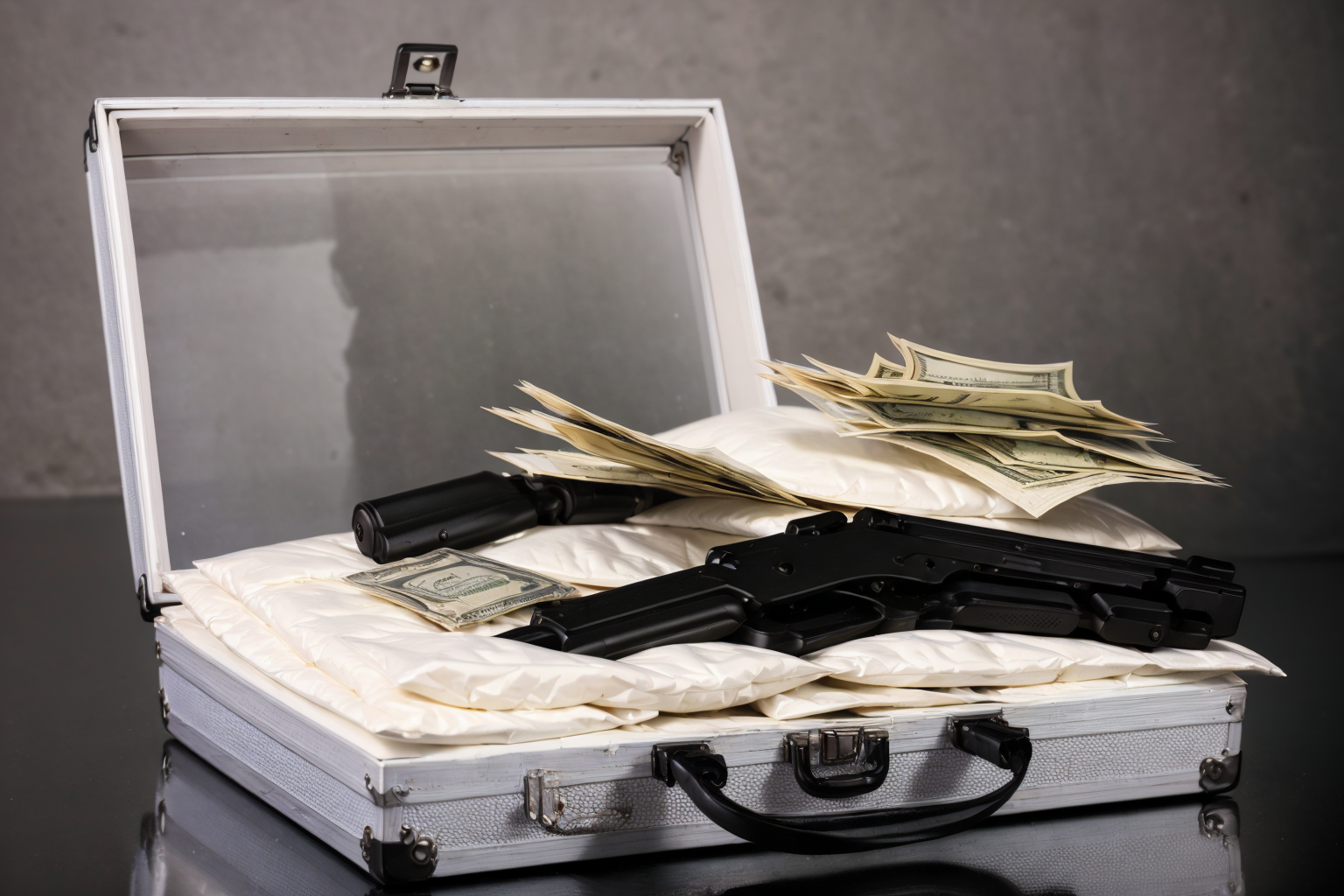 (masterpiece, best quality:1.2), ultra-detailed, suitcase money gun EdobDrugs, (realistic:1.5), <lora:EdobDrugs_v1.0:0.8>