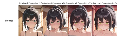 <lora:Lewd_Expression_v2:0>,aroused,lewd expression,1girl,ponytail,black hair,green eyes,portrait,bare shoulders,collarbone,indoors,looking at viewer,, masterpiece,best quality,amazing quality, very aesthetic, absurdres,detailed eyes,ultra-detailed,