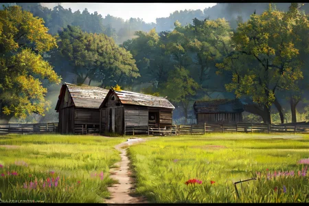 (otherworldly), highly insanely detailed, masterpiece, top quality, best quality, highres, 4k, 8k, RAW photo, (very aesthetic, beautiful and aesthetic), farm, fields, barn, fence, fantfa, <lora:FantasyFarm-10:0.6>,
1girl,
(ginger hair ),
(dark background),âââ